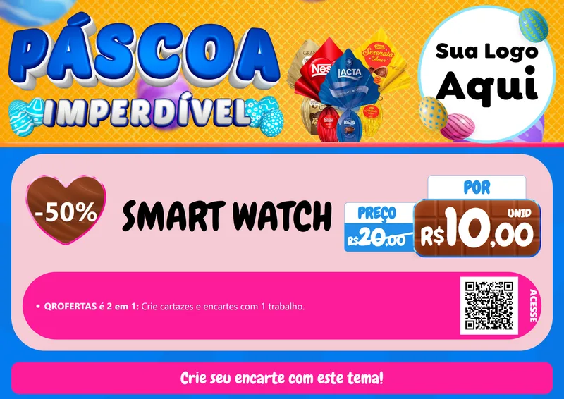 Modelo de Cartaz para Cartaz A4 Horizontal com o tema Páscoa Imperdível para Informática