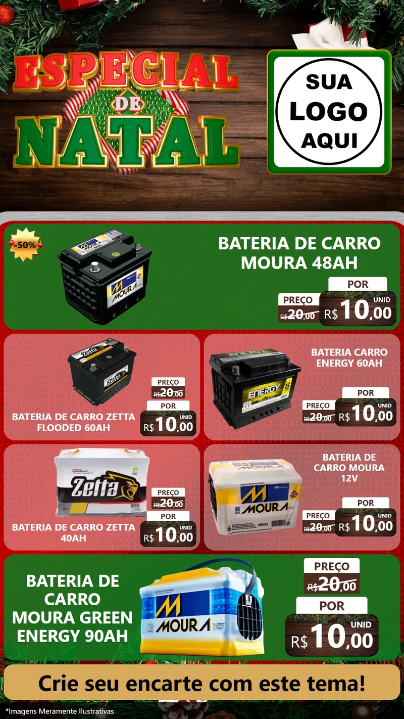 Modelo de TV para TV Vertical com o tema Especial de Natal para Baterias Elétricas