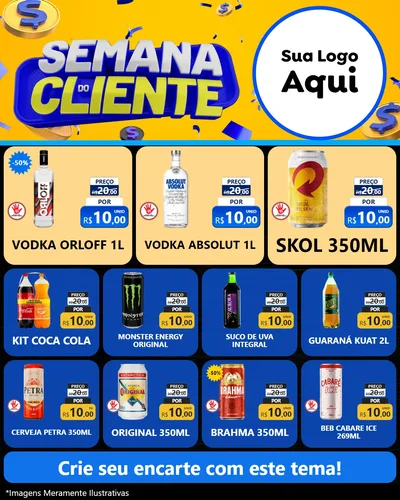 Modelo de Rede Social para Feed Instagram com o tema Semana do Cliente para Distribuidora de bebidas