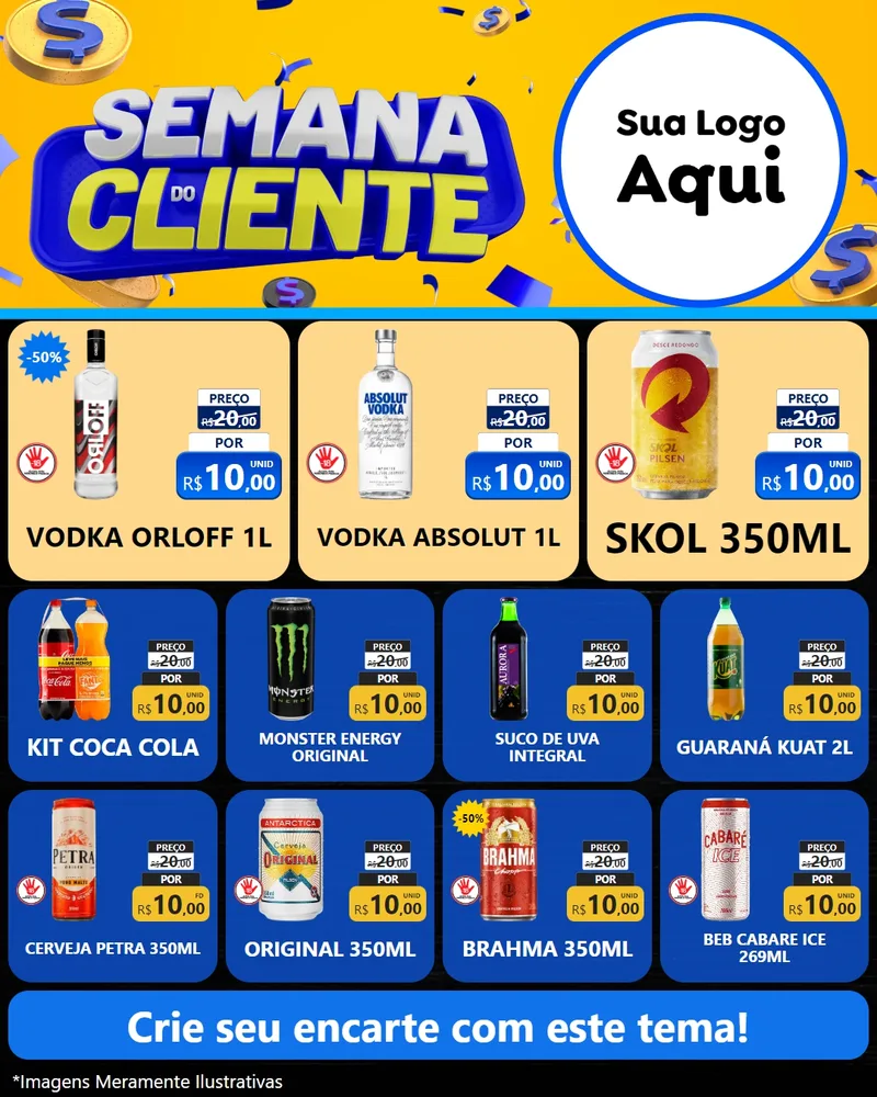 Modelo de Rede Social para Feed Instagram com o tema Semana do Cliente para Distribuidora de bebidas