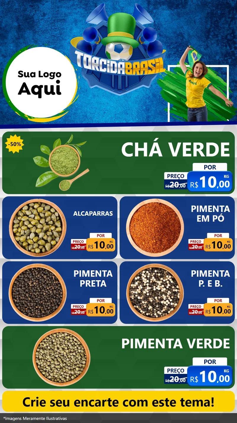 Modelo de TV para TV Vertical com o tema Torcida Brasil - Copa para Produtos Naturais