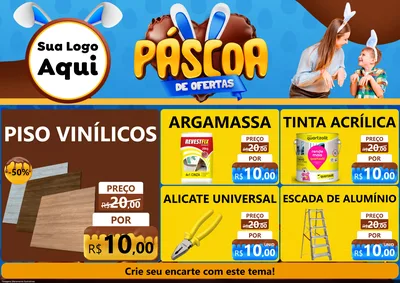 Modelo de Encarte para Encarte A4 Horizontal com o tema Páscoa de Ofertas para Material para Construção
