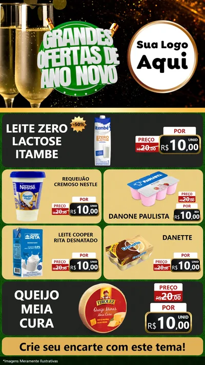Modelo de TV para TV Vertical com o tema Grandes Ofertas de Ano Novo para Frios e Laticínios