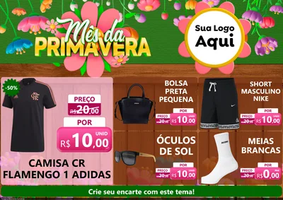 Modelo de Encarte para Encarte A4 Horizontal com o tema Mês da Primavera para Roupas e acessórios