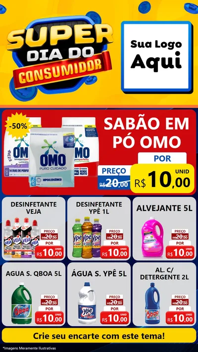 Modelo de Rede Social para Stories com o tema Super Dia do Consumidor para Produtos de Limpeza