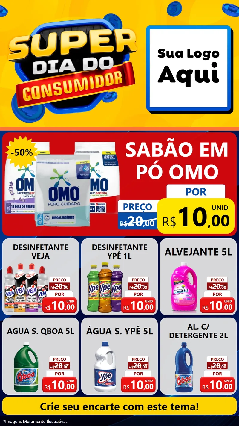 Modelo de Rede Social para Stories com o tema Super Dia do Consumidor para Produtos de Limpeza