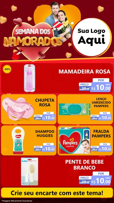 Modelo de TV para TV Vertical com o tema Semana dos Namorados para Bebês