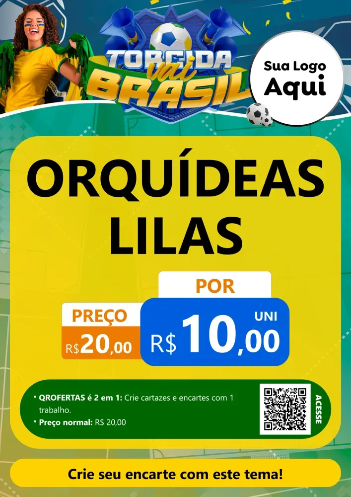 Modelo de Cartaz para Cartaz A4 Vertical com o tema Torcida Vai Brasil - Copa para Floricultura e jardim