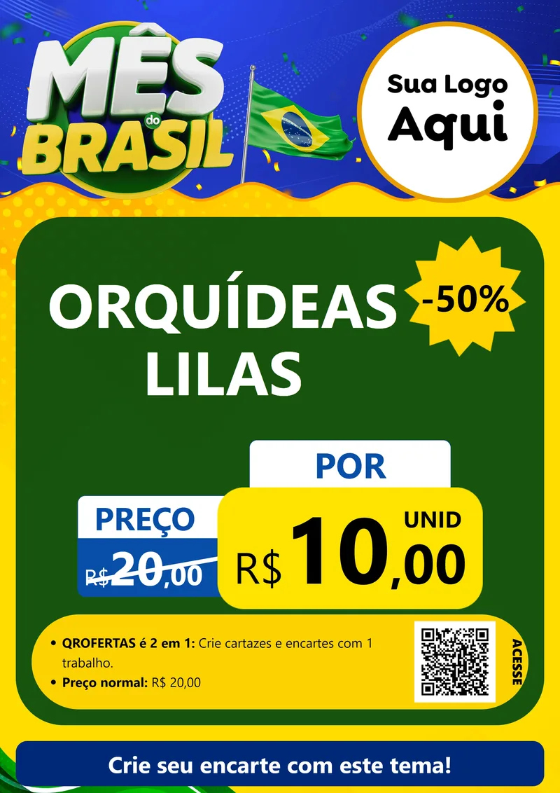 Modelo de Cartaz para Cartaz A4 Vertical com o tema Mês do Brasil para Floricultura e jardim