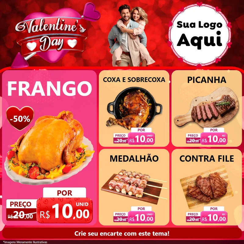 Modelo de Rede Social para Feed Facebook com o tema Valentine's Day para Assados