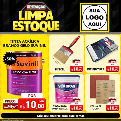 Modelo de Rede Social para Feed Facebook com o tema Operação Limpa Estoque para Tintas e Ferramentas