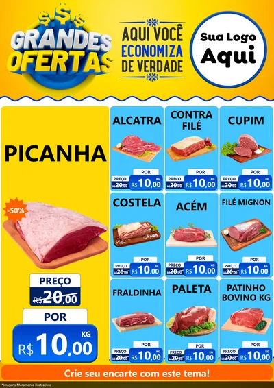 Modelo de Encarte para Encarte A4 Vertical com o tema Grandes Ofertas para Açougue