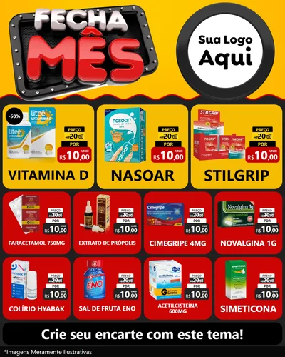 Modelo de Rede Social para Feed Instagram com o tema Fecha Mês para Farmácia
