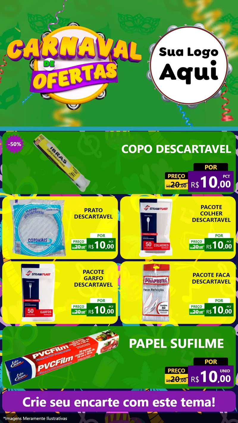 Modelo de TV para TV Vertical com o tema Carnaval de Ofertas para Embalagens