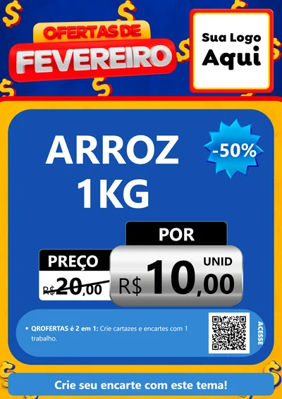 Modelo de Cartaz para Cartaz A4 Vertical com o tema Ofertas de Fevereiro para Supermercado