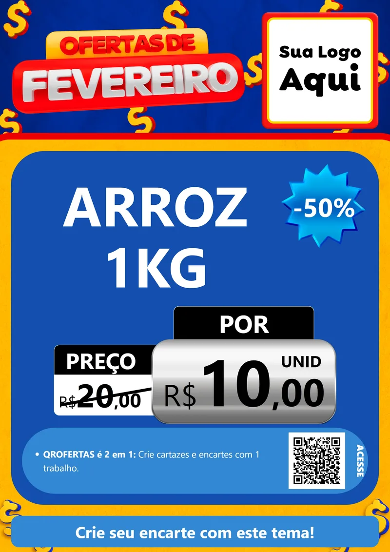 Modelo de Cartaz para Cartaz A4 Vertical com o tema Ofertas de Fevereiro para Supermercado