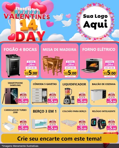 Modelo de Rede Social para Feed Instagram com o tema Valentine's Day para Móveis e Eletro