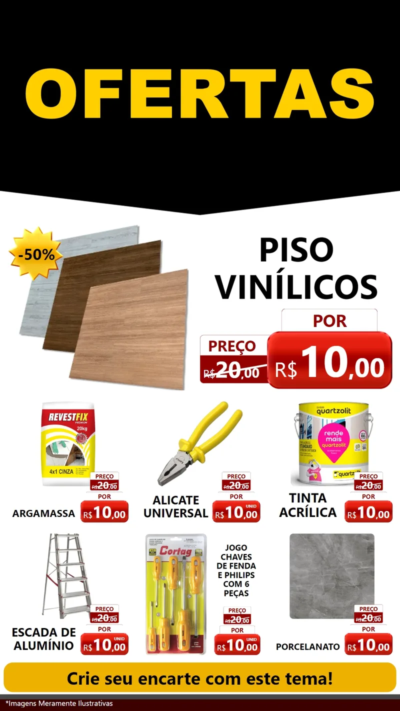 Modelo de Rede Social para Stories com o tema Ofertas Preto e Vermelho Cartaz para Material para Construção
