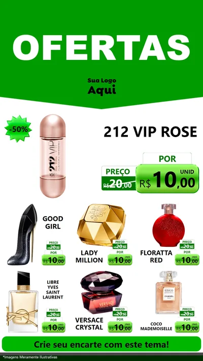 Modelo de Rede Social para Stories com o tema Ofertas Verde Cartaz para Perfumes