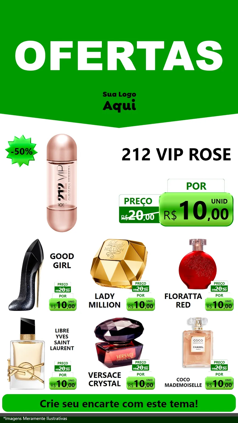 Modelo de Rede Social para Stories com o tema Ofertas Verde Cartaz para Perfumes