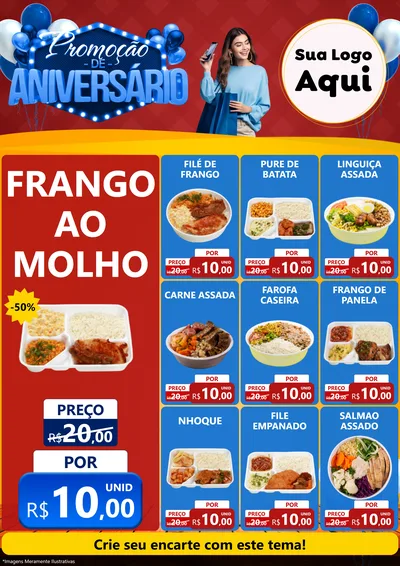 Modelo de Encarte para Encarte A4 Vertical com o tema Promoção de Aniversário para Restaurante