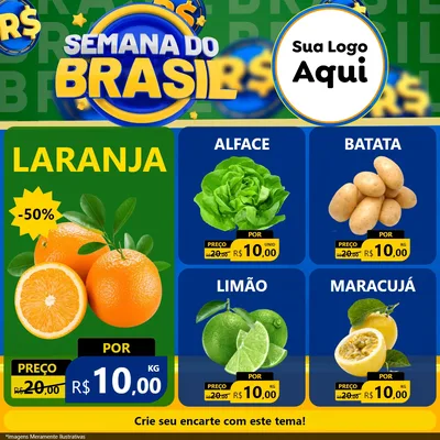 Modelo de Rede Social para Feed Facebook com o tema Semana Do Brasil para Hortifrúti
