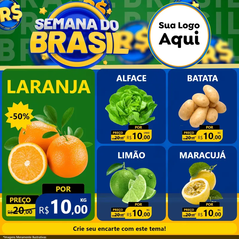 Modelo de Rede Social para Feed Facebook com o tema Semana Do Brasil para Hortifrúti