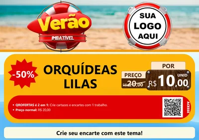 Modelo de Cartaz para Cartaz A4 Horizontal com o tema Verão Imbatível para Floricultura e jardim