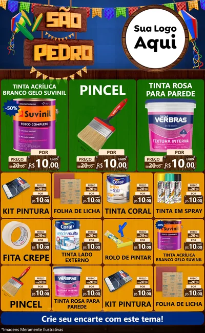 Modelo de Encarte para Encarte Grande com o tema São Pedro para Tintas e Ferramentas