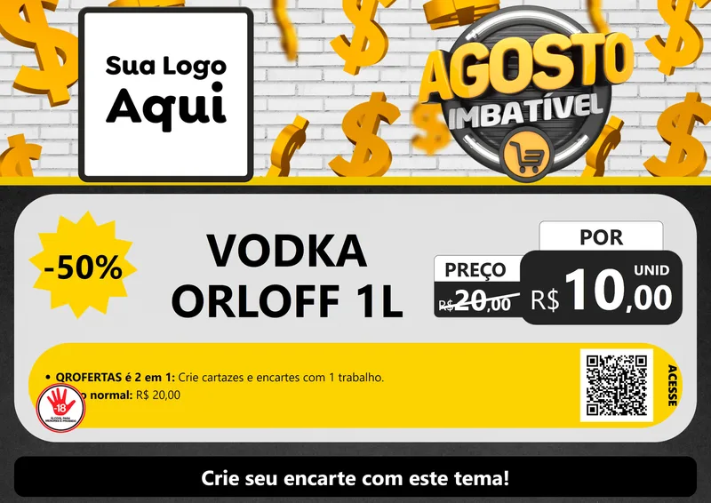 Modelo de Cartaz para Cartaz A4 Horizontal com o tema Agosto imbatível para Distribuidora de bebidas