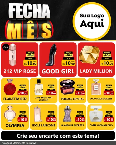 Modelo de Rede Social para Feed Instagram com o tema Fecha Mês para Perfumes