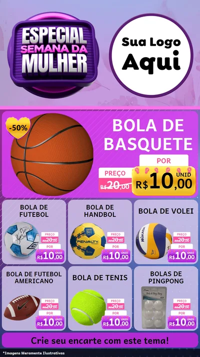 Modelo de Rede Social para Stories com o tema Especial Semana da Mulher para Artigos Esportivos