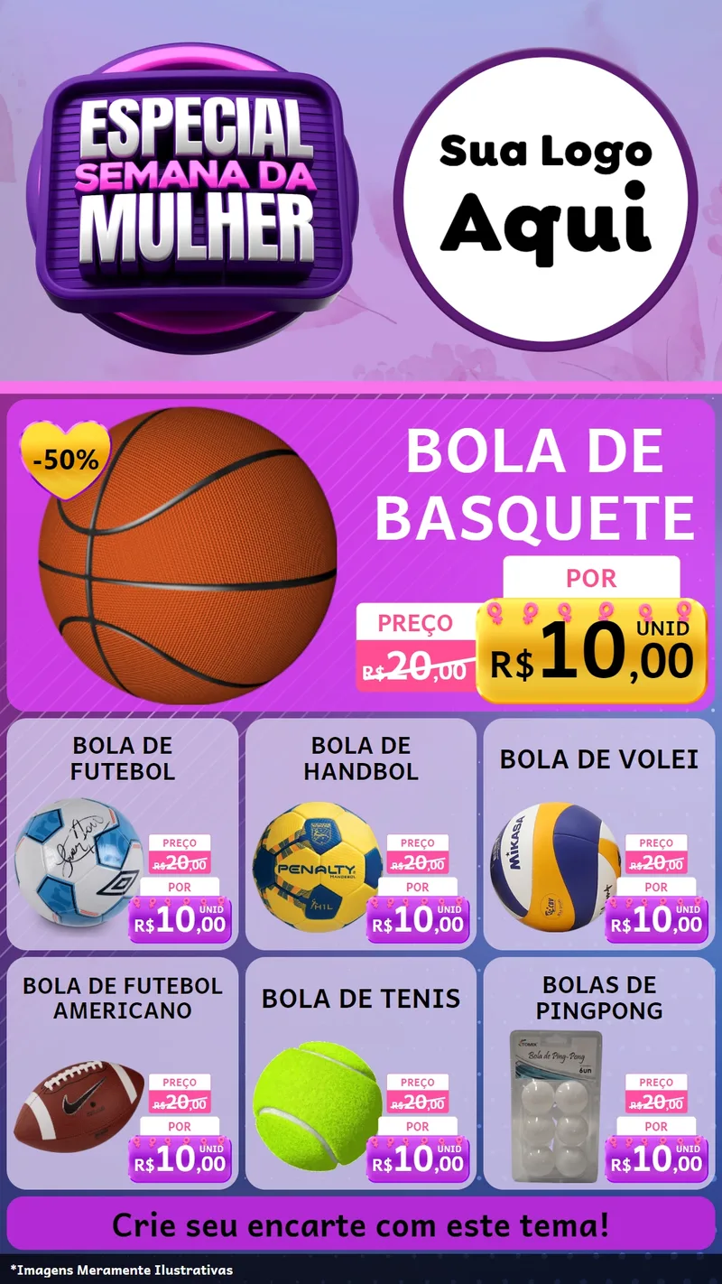 Modelo de Rede Social para Stories com o tema Especial Semana da Mulher para Artigos Esportivos