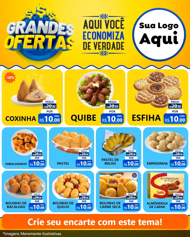 Modelo de Rede Social para Feed Instagram com o tema Grandes Ofertas para Salgadaria