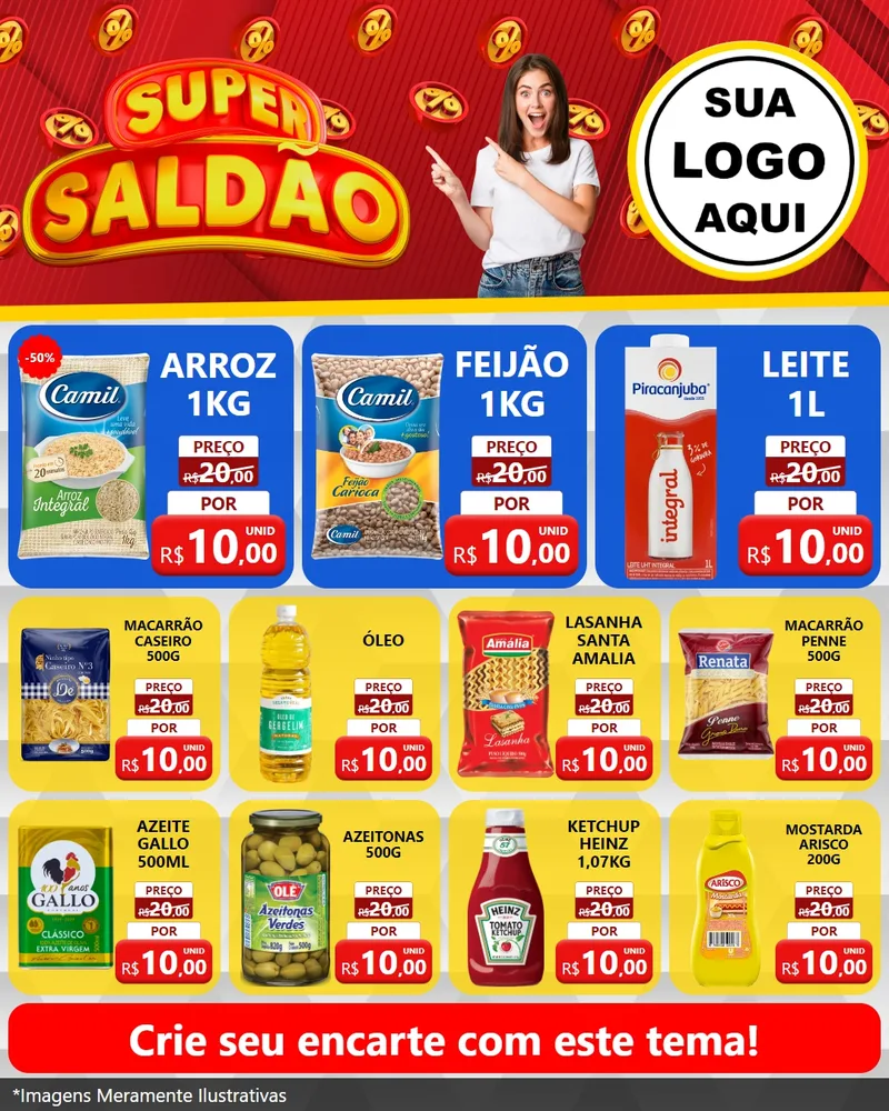 Modelo de Rede Social para Feed Instagram com o tema Super Saldão para Supermercado