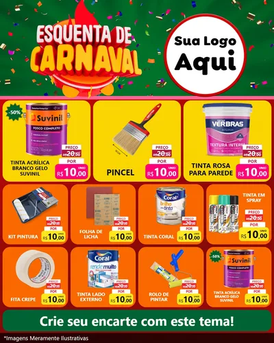 Modelo de Rede Social para Feed Instagram com o tema Esquenta de Carnaval para Tintas e Ferramentas