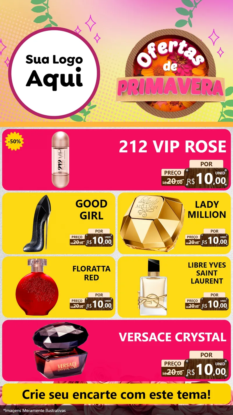 Modelo de TV para TV Vertical com o tema Ofertas de Primavera para Perfumes