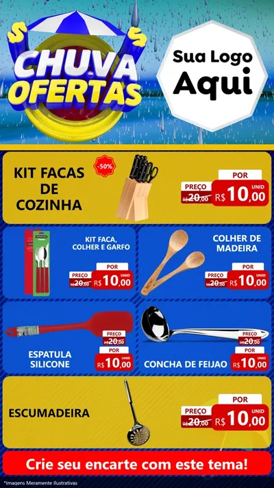 Modelo de TV para TV Vertical com o tema Chuva de Ofertas para Utilidades Domésticas