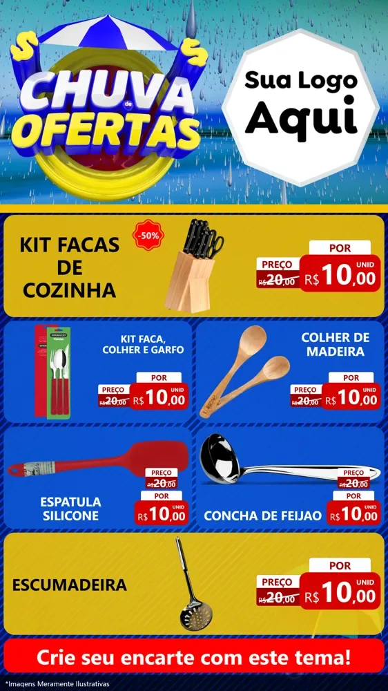 Modelo de TV para TV Vertical com o tema Chuva de Ofertas para Utilidades Domésticas