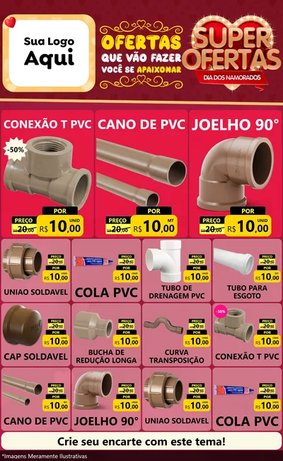 Modelo de Encarte para Encarte Grande com o tema Dia dos Namorados para Tubos e conexões