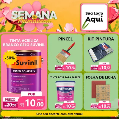 Modelo de Rede Social para Feed Facebook com o tema Semana da Primavera para Tintas e Ferramentas