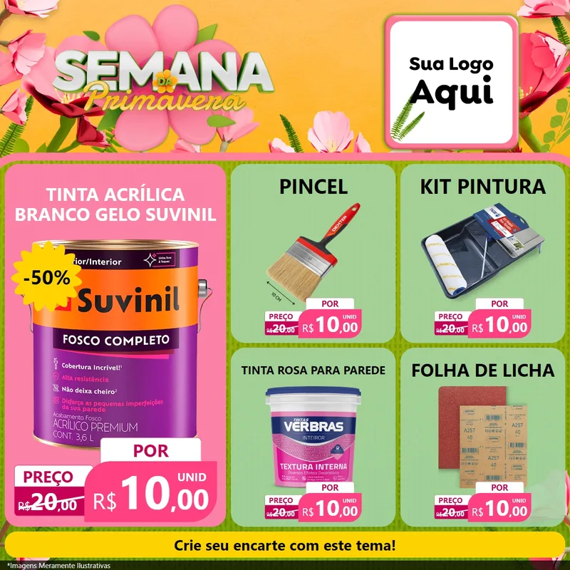 Modelo de Rede Social para Feed Facebook com o tema Semana da Primavera para Tintas e Ferramentas