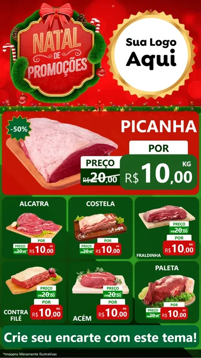 Modelo de Rede Social para Stories com o tema Natal de Promoções para Açougue