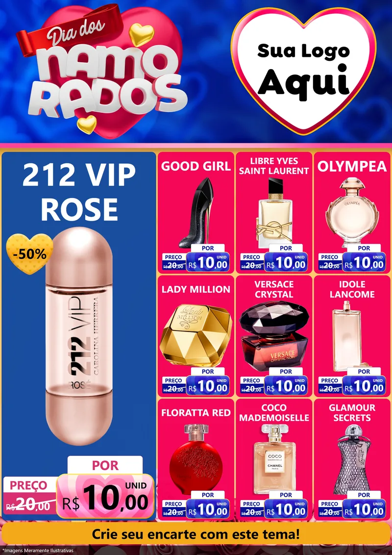 Modelo de Encarte para Encarte A4 Vertical com o tema Dia dos namorados para Perfumes