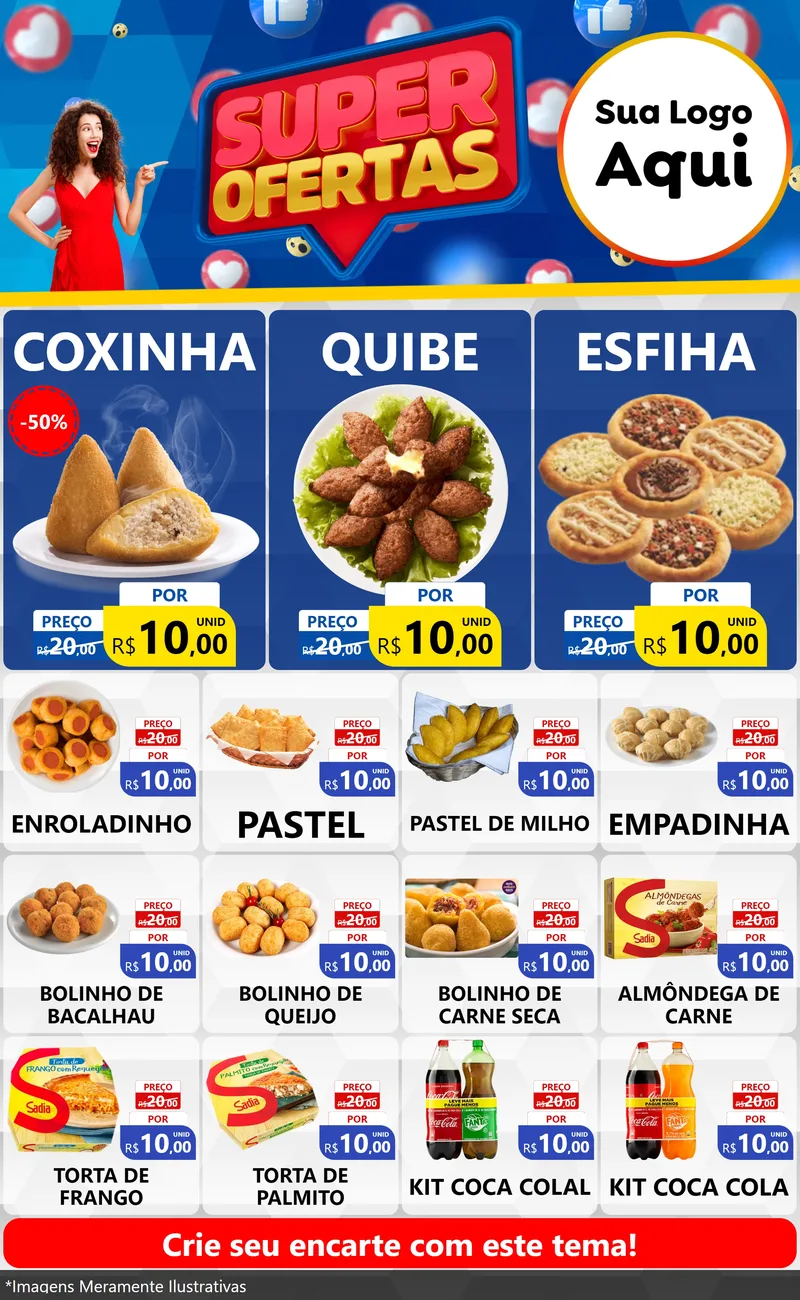 Modelo de Encarte para Encarte Grande com o tema Super Ofertas para Salgadaria