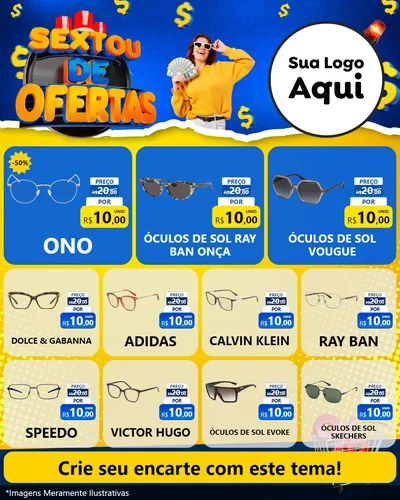 Modelo de Rede Social para Feed Instagram com o tema Sextou de Ofertas para Óticas