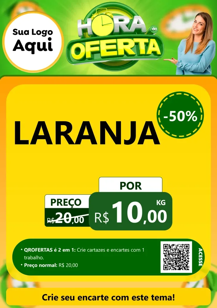 Modelo de Cartaz para Cartaz A4 Vertical com o tema Hora da Oferta para Hortifrúti