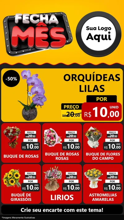 Modelo de Rede Social para Stories com o tema Fecha Mês para Floricultura e jardim