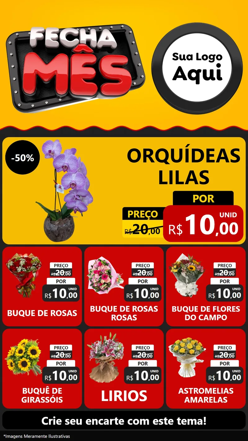 Modelo de Rede Social para Stories com o tema Fecha Mês para Floricultura e jardim