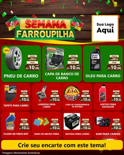 Modelo de Rede Social para Feed Instagram com o tema Semana Farroupilha para Auto peças